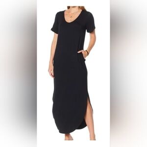 Colleen Lopez EveryWear Black Stretch Jersey Maxi Dress Petite Large